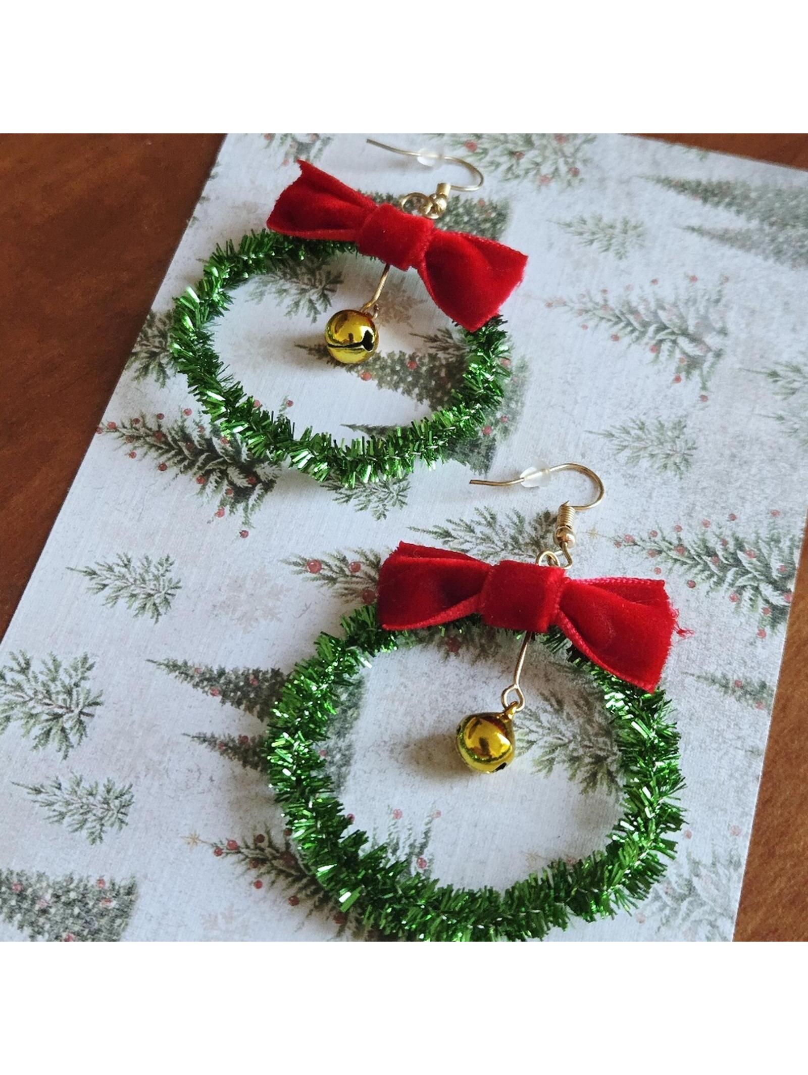 Cristmas Wreath Earrings Festive Holiday